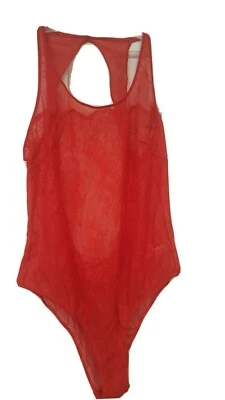 Body de peluche Jezebel Penélope rojo de encaje y malla espalda abierta inalámbrico XL $50 NUEVO CON ETIQUETAS Foto 1 de 4