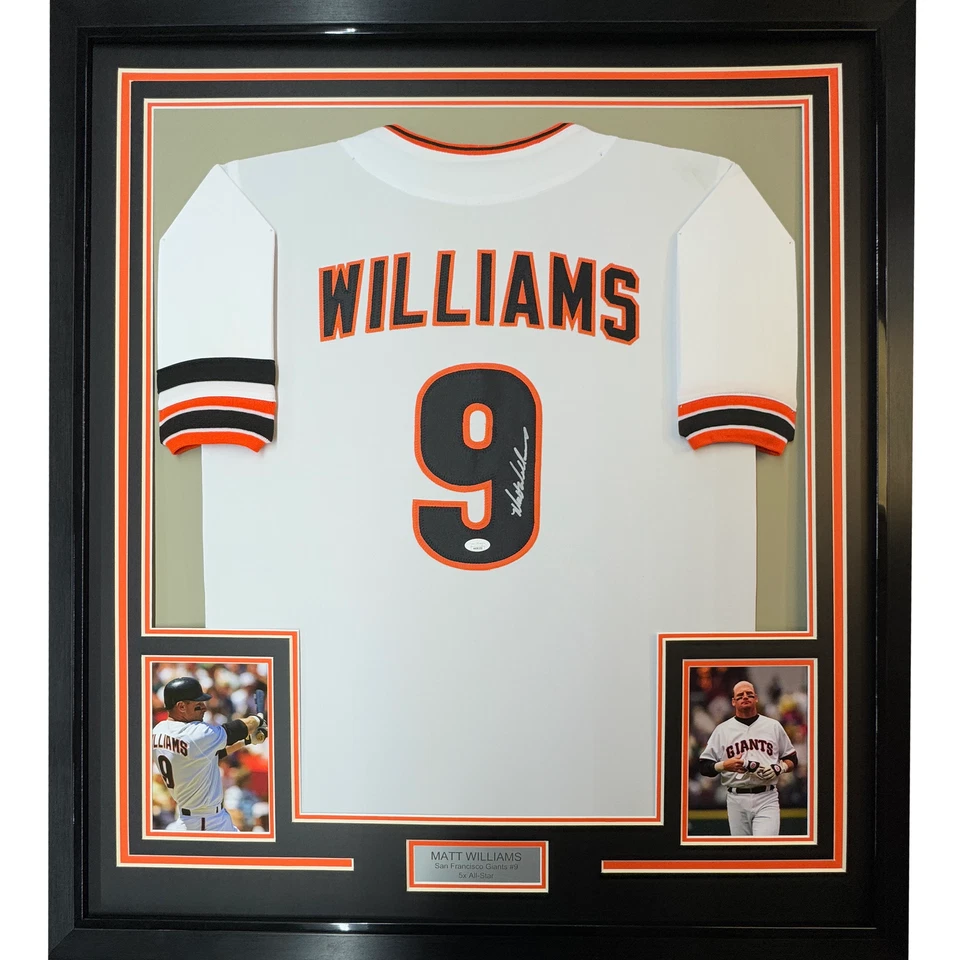 Jersey blanco enmarcado autografiado/firmado Matt Williams 35x39 San Francisco certificado de autenticidad JSA Foto 1 de 2