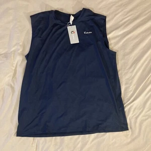 Cakulo Men’s Navy Blue 2XL Workout Sleeveless Muscle Shirt Quick Dry Tank Top - Picture 1 of 12