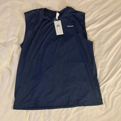 Camiseta sin mangas de entrenamiento sin mangas azul marino 2XL de secado rápido Cakulo para hombre Foto 1 de 4