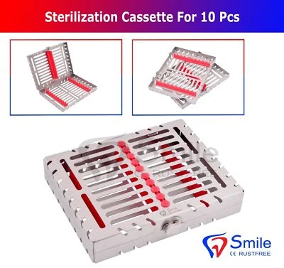 SMILE DENTALE Sterilization Cassette Rack Tray Holds 10 Dental Surgical Instruments Smile