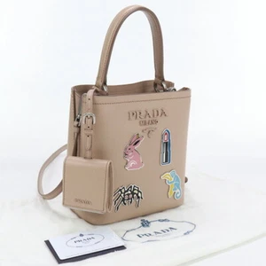 Prada Pannier Saffiano Leather Small Handbag 1Ba217 2Erx F0236 Pink Beige A 2Wa - Picture 1 of 12