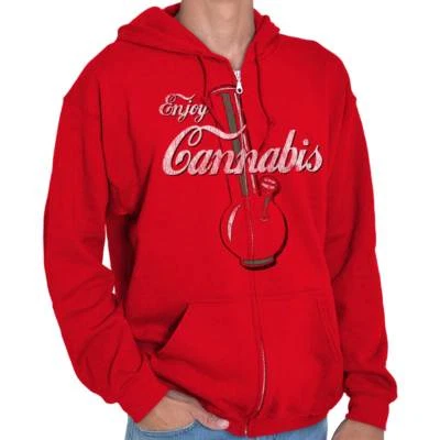 Funny Marijuana Stoner Enjoy Cannabis Joke Sweatshirt Zip Up Hoodie Men Women - Image 1 of 4