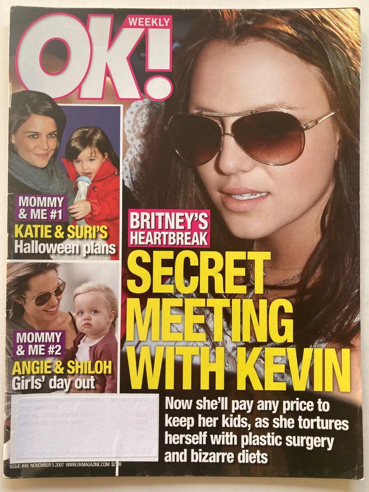 BRITNEY SPEARS November 2008 OK! Magazine  KATIE HOLMES / ANGELINA JOLIE - Image 1 of 1