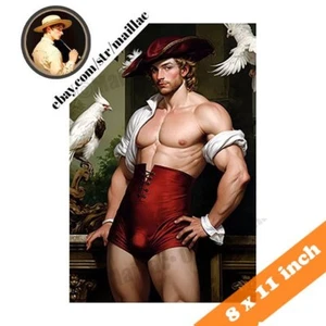 Baroque sensual youth shirtless – gay art print - period costume - LGBT - 2328 - Picture 1 of 2