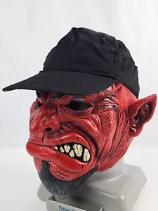 Cappello nero diavolo rosso berretto palla adulto maschera Halloween lattice testa intera regolazione - Foto 1 di 9