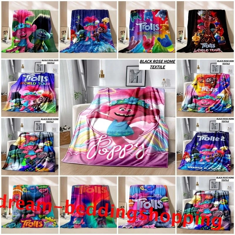Trolls World Tour Fleece Blanket Throw Bed Sofa Warm Soft Blanket Flannel Rug UK