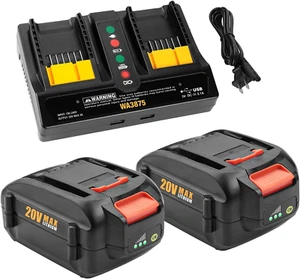 2Pack 20V 6.0 Ah Battery for Worx WA3525, WA3520, WA3575, WA3578 and 20 Volt Dua - Picture 1 of 7
