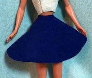FALDA DE PATÍN CIRCULAR AZUL REAL - GAMUZA GENUINA CUERO MODA MUÑECA ROPA - Imagen 1 de 3