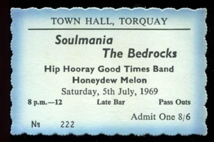 SOULMANIA The Bedrocks : original UK 1969 Gig Ticket : Town Hall TORQUAY - Imagen 1 de 2