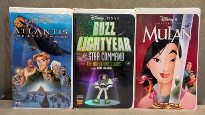 Disney VHS Movies Lot Atlantis, Buzz Lightyear, Mulan - Image 1 of 3