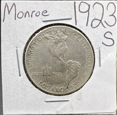1923 S Monroe Los Angeles Commemorative Silver Half Dollar VF Very Fine Circ - Image 1 of 4