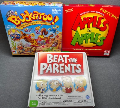 Kids Games Bundle Trio: Apples to Apples, Beat the Parents, Buckaroo. Complete - Image 1 of 4