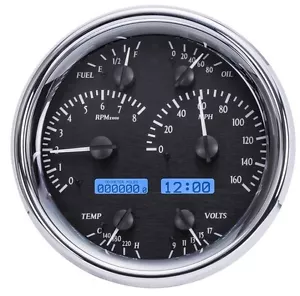 Dakota Digital Universal Único 7" Redondo Analógico Sistema de Medidor de Tablero VHX-1019-K-B - Imagen 1 de 5