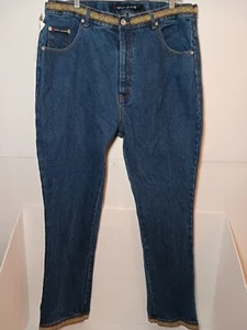 OFNY Jeans Women Sz 18 Mom Tapered Dk Blue Stretch 38X32 High Waisted - Picture 1 of 13