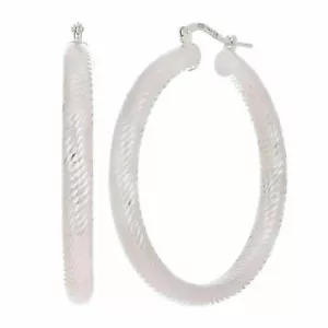 925 Sterlingsilber Diamantschliff Runde Creolen Loop Ohrringe 1,45" 4,25 mm 7,7 Gramm - Bild 1 von 3