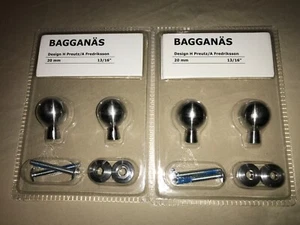 TWO PAIRS IKEA Bagganas Knobs, Round, Stainless Steel Article # 103.384.21 - NEW - Picture 1 of 2