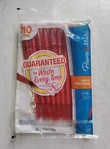Paper Mate Write Bros 10 Ball Point Pens Red 1.0 mm NEW Glide 1 Pack - Picture 1 of 4