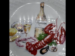 Philippe Deshoulieres French Porcelain Canape Appetizer Muscadet Wine Plate - Picture 1 of 4