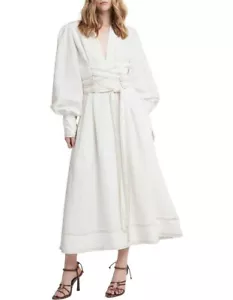 Aje Radiance Dress Sz 8 BNWT Midi Dress With Belt BRAND NEW WITH TAGS Cream - Picture 1 of 22