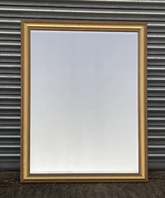 Espejo biselado dorado grande contemporáneo  Foto 1 de 4