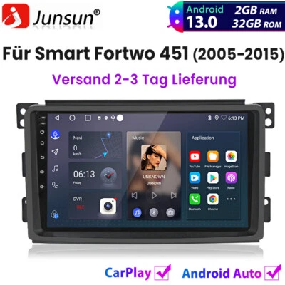 Für Smart Fortwo 451 2005-2015 Autoradio Android13.0 Carplay 2+32G GPS NAVI DAB+ - Bild 1 von 4