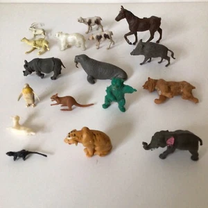 Small Toy Animal Bundle Plastic Tiger Lion Elephant Seal Rhino etc x 17 - Picture 1 of 4