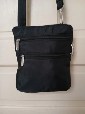 TRAVELON Anti-Theft RFID Black Crossbody Two Front Zippers One Back Pocket - Image 1 of 4