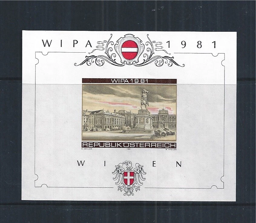 Austria Block Wipa 1981 Imperf Without Werteindruck Monument Building - Image 1 of 1