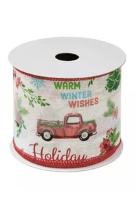 THE PIONEER WOMAN HOLIDAY Christmas 2021 3" Decorative Ribbon NWT Red Truck - Picture 1 of 3