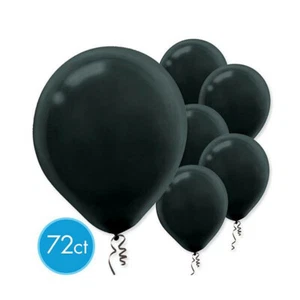 Globos de látex de color liso negro - empaquetados, 72 quilates - decoraciones de fiesta de Halloween - Imagen 1 de 1