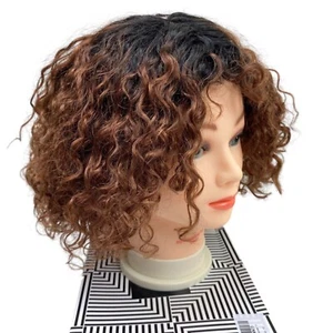 Spotlight 100% Human Hair 10" Wig Curly Bob Style TT1B/33 Black/Brown New - Picture 1 of 10
