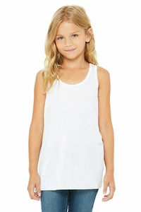 Marky G Apparel B8800Y 3pk Youth Big Girls' Flowy Racerback Tank, White, Large - Picture 1 of 5