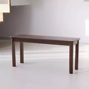 Cabin 37.4" Wooden Dining Bench/Small Modern Farmhouse Malaysian Oak Wood Bench - Picture 1 of 10
