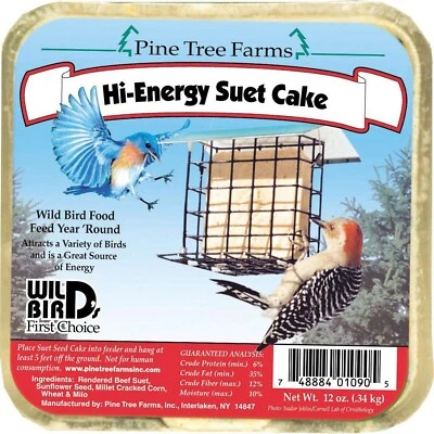 STEPHANIE IMPORTS 12 Pack Pine Tree Farms Hi-Energy Suet Cake Wild Bird Food 12 oz.