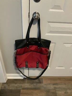 Fabulous Hayden-Harnett Bolso de Mano Grande Rojo y Negro Cartera de Viaje Foto 1 de 4