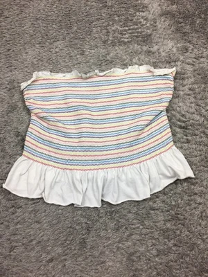 Top tubo No Boundaries para mujer talla 3XL blanco rosa azul a rayas elástico Foto 1 de 4