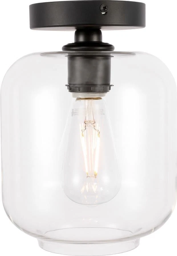 Collier 1 Light Black and Clear Flush Mount Ceiling Light - Image 1 of 1
