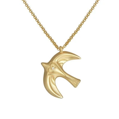 Nuevo Collar Colgante Pájaro Chapado en Oro Hombre o Mujer Joyería de la Suerte con Cadena Foto 1 de 4