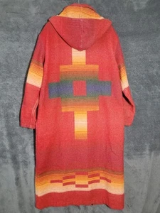 Vintage Woolrich Coat Womens Large Red Wool Duster Blanket Southwestern Aztec - Picture 1 of 13