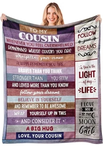 Cousin Throw Blanket 60"X 50", Gifts for Cousin Female 60" x 50" Cousin Gifts - Picture 1 of 4