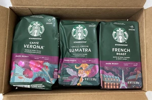 Starbucks caffè macinato tostato scuro varietà confezione 3 sacchetti 12 once ciascuno BBD 09/25 - Foto 1 di 5