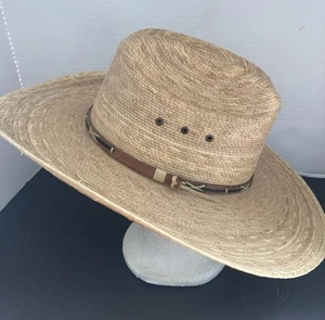 Vintage Texas Hat Company 10x Hat Genuine Mexican Palm Leaf Size 7 Wide brim - Picture 1 of 16