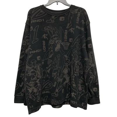Vintage AND1 Y2K Thermal Waffle Knit Shirt Size XL All Over Print Long Sleeve - Image 1 of 4
