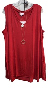 NWT LuLaRoe Small Solid Red Soft Knit KRISTINA Oversized Tank Top 4th Of July - Picture 1 of 7