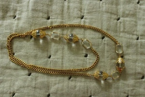 Vintage klare Lucite goldfarbene Kette Halskette 40" lang - Bild 1 von 2