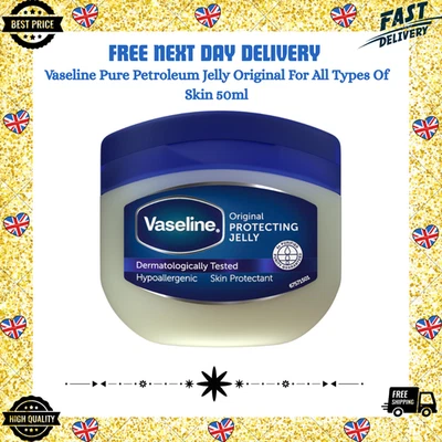 Vaseline Pure Petroleum Jelly Original For All Types Of Skin 50ml. FREE delivery