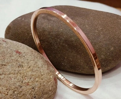 Bracciale piatto in rame pesante 100% braccialetto spesso in rame gioiello... - Immagine 1 di 4