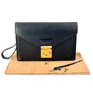 Louis Vuitton Clutch Bag Epi Pochette Sellier Dragonne M52612 Black Authentic - Picture 1 of 24