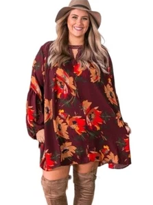 Giddy Up Glamour Womens Size S Floral Mini Dress Pleated Embroidered Flowy NWT - Picture 1 of 19